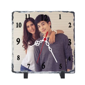 Süblimasyon Kare Doğal Taş Saat - 20x20cm